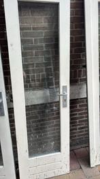 Glas in lood + tuindeur hout met dubbelglas, Doe-het-zelf en Verbouw, Kozijnen en Schuifpuien, Deurkozijn, Zo goed als nieuw, Hout