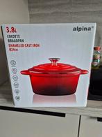 Alpina Cocotte Braadpan 3.8L - Nieuw in doos!, Gietijzer, Nieuw, Ophalen of Verzenden, Keramische plaat