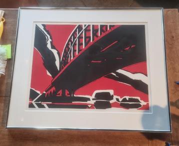 Thijs Buit kleurenzeefdruk Oude Ijsselbrug 1992 beschikbaar voor biedingen