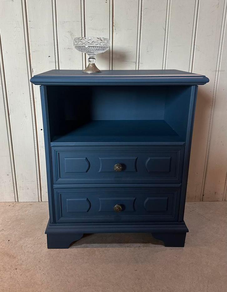 Brocante kastje - nachtkastje - blauw, Huis en Inrichting, Kasten | Overige, Zo goed als nieuw, Ophalen