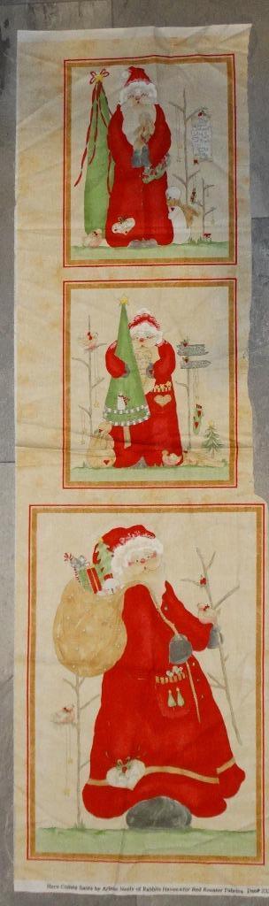 3 panels/panelen “here comes santa” by Arlene Neely - quilt, Hobby en Vrije tijd, Stoffen en Lappen, Nieuw, Katoen, 30 tot 120 cm