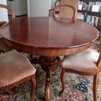Antieke mahoniehouten tafel met 4 biedermeier stoelen, Ophalen