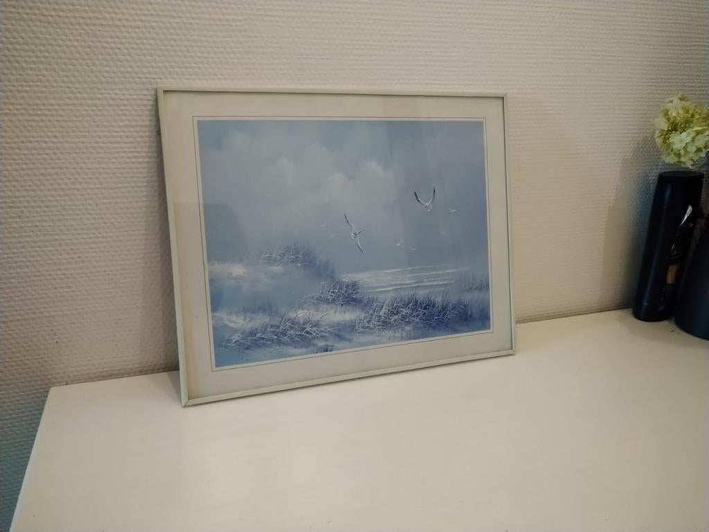 Schilderij met vogels in lijst, Antiek en Kunst, Kunst | Schilderijen | Klassiek, Ophalen of Verzenden