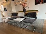 4 corduroy eetkamerstoelen grijs en wit, Huis en Inrichting, Stoelen, Ophalen, Wit, Zo goed als nieuw, Stof
