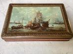 Oud blik trommel cote dor d’or met schepen  vintage, Verzamelen, Ophalen of Verzenden, Overige
