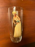 Zeldzaam vintage glas “Peek-a-boo” pin up meisje, Ophalen of Verzenden, Zo goed als nieuw, Frisdrankglas