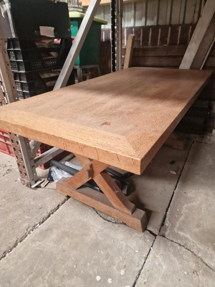 Stoere eikenhout kloostertafel/ salontafel x poot, Antiek en Kunst, Antiek | Meubels | Tafels, Ophalen