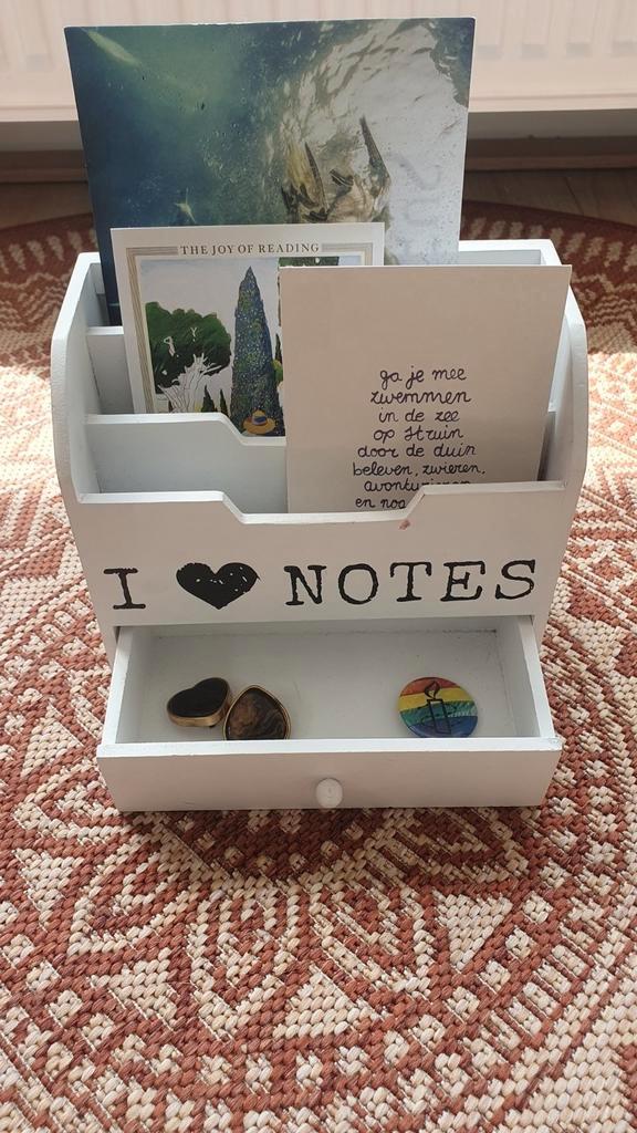 Brievenorganiser of kaartenbak, hout (wit), Huis en Inrichting, Woonaccessoires | Krantenbakken en Lectuurbakken, Gebruikt, Ophalen