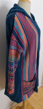 Leuk halflang print vest met capuchon van Kooi! L/XL, Kleding | Dames, Truien en Vesten, Verzenden, Gedragen, Maat 42/44 (L), Blauw