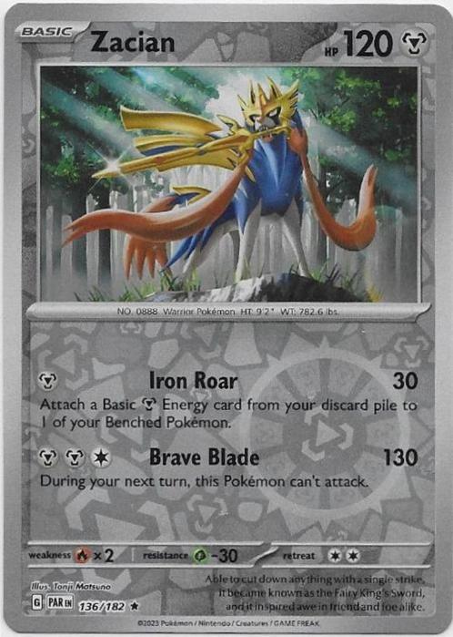 Paradox Rift,  Zacian [reverse] 136/182, Hobby en Vrije tijd, Verzamelkaartspellen | Pokémon, Nieuw, Losse kaart, Verzenden