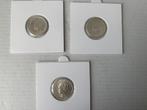 Munten zilveren kwartjes oorlogsjaren 1914, 1915, 1940, Setje, Zilver, Koningin Wilhelmina, 25 cent