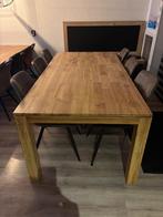 Tafel teak met 6 stoelen, Ophalen, Gebruikt, 100 tot 150 cm, Teakhout