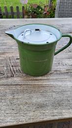 Vintage groen emaille melkkoker, Ophalen of Verzenden