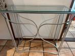Glazen Sidetable met Metalen Frame, Huis en Inrichting, Tafels | Sidetables, Gebruikt, 100 tot 150 cm, Ophalen of Verzenden, Glas
