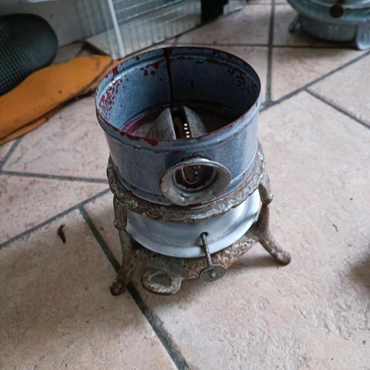 grijs gewolkt antiek petroleumstel zie foto, Antiek en Kunst, Antiek | Emaille, Ophalen of Verzenden