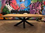 Eiken eettafel met spinpoot, Ophalen, Eikenhout, 200 cm of meer, 50 tot 100 cm