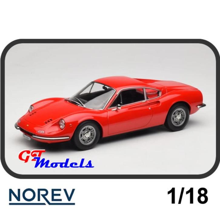 Dino 246 GT 1968 Rood - Norev modelauto 1:18, Hobby en Vrije tijd, Modelauto's | 1:18, Nieuw, Auto, Norev, Verzenden