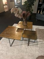 Set van 3 gouden bijzettafels nieuw, Ophalen, Vierkant, Nieuw, Metaal