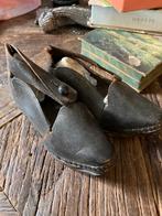 Oude brocante kinder schoentjes hout leer, Ophalen of Verzenden