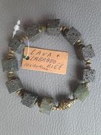 919 armband lava blokjes & labradoriet blokjes 10mm, Sieraden, Tassen en Uiterlijk, Armbanden, Overige kleuren, Nieuw, Ophalen of Verzenden