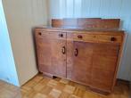 Antiek Houten Dressoir met Glazen Blad, Huis en Inrichting, Kasten | Dressoirs, 100 tot 150 cm, 25 tot 50 cm, Met deur(en), Antiek