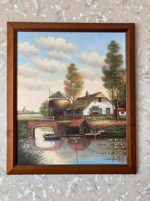 Klassiek Schilderij met Notenhouten Lijst 60x70cm, Antiek en Kunst, Kunst | Schilderijen | Klassiek, Ophalen of Verzenden