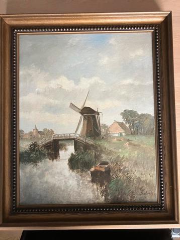 Schilderij olieverf op doek landschap Piet Schoen beschikbaar voor biedingen