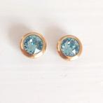 Goudkleurige set van 2 Melano vivid cz aquamarine 8mm, Verzenden