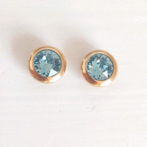 Goudkleurige set van 2 Melano vivid cz aquamarine 8mm, Sieraden, Tassen en Uiterlijk, Bedels, Verzenden