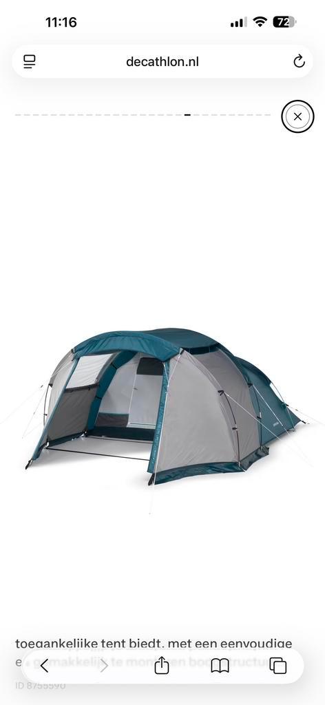 Quechua 4-persoons tent met stahoogte!, Caravans en Kamperen, Tenten, tot en met 4, Zo goed als nieuw, Ophalen