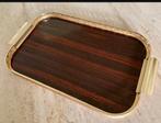 Italiaanse dienblad | formica verguld messing  | Vintage, Ophalen of Verzenden, Zo goed als nieuw, Rond, Hout