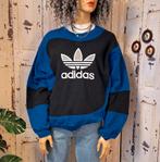 Vintage adidas logo spellout remake colorblock sweater trui, Blauw, Ophalen of Verzenden