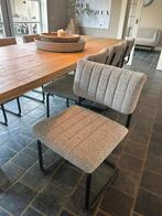 4 grijze eetkamerstoelen, Huis en Inrichting, Stoelen, Ophalen, Zo goed als nieuw, Vier, Stof