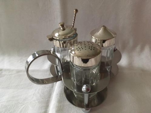 nieuw SOLA peper, mosterd /zoutstel in officiële  standaard, Antiek en Kunst, Antiek | Servies los, Ophalen of Verzenden