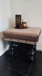 Hocker poef voetenbank bijzettafel zwart beige / per stuk, Huis en Inrichting, Ophalen, Hout, Vierkant, Zo goed als nieuw