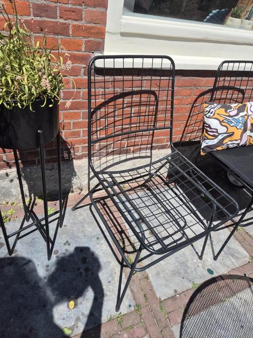 Tuinstoel Balkonstoel draadstoel metaal zwart, Tuin en Terras, Tuinstoelen, Zo goed als nieuw, Metaal, Ophalen