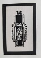 Exlibris C.J. Termond (uil boeken (wijsheid), veer, inktpot), Ophalen of Verzenden