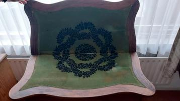 Antieke Kaarttafel - Gerestaureerd Hout, Originele Stof beschikbaar voor biedingen