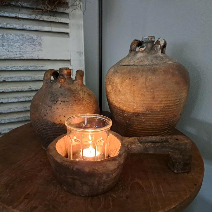 Landelijk sober houten ornament kandelaar schep *Etage3*, Huis en Inrichting, Woonaccessoires | Overige, Gebruikt, Ophalen of Verzenden