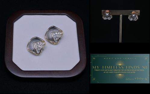 Vierkante zilver/goudkleurige oorclips - K3SE1-Z5R, Sieraden, Tassen en Uiterlijk, Oorbellen, Zilver, Ophalen of Verzenden