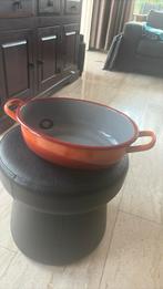 Brocante emaille oud teil oranje gevlamd, Antiek en Kunst, Curiosa en Brocante, Ophalen of Verzenden