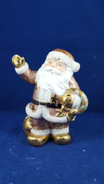 Vintage kerstdecoratie: kerstman waxinelichthouder goud. W3 beschikbaar voor biedingen