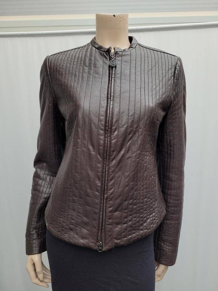 Rene Lezard leren jas bruin struc maat 38, Kleding | Dames, Jassen | Winter, Zo goed als nieuw, Maat 38/40 (M), Bruin, Ophalen of Verzenden