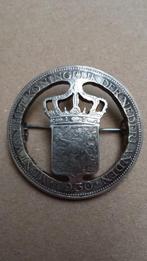 Zilveren BROCHE <> RIJKSDAALDER Wilhelmina 1930 Nederland, Ophalen of Verzenden, Koningin Wilhelmina, 2½ gulden, Zilver
