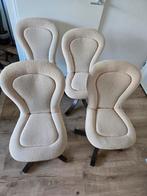 Set 4 vintage eetkamerstoelen. Houten onderstel draaistoel, Huis en Inrichting, Stoelen, Ophalen, Gebruikt, Overige kleuren