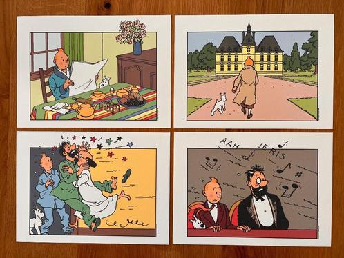 Kuifje: 4x prent/litho (Hergé), Boeken, Stripboeken, Nieuw, Ophalen of Verzenden