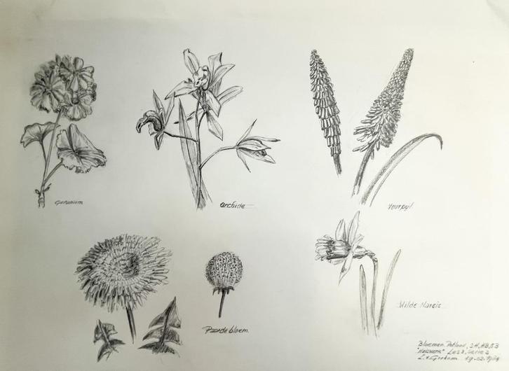 Louis van Gorkum - bloemenstudie I  1984 46x57, Antiek en Kunst, Kunst | Schilderijen | Klassiek, Ophalen of Verzenden