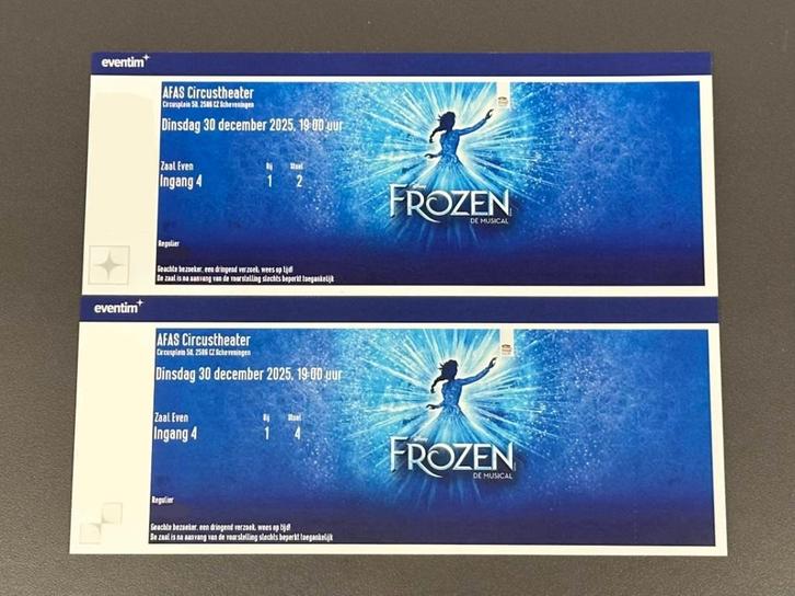 2x tickets (rij 1) Frozen the Musical 30 december, Tickets en Kaartjes, Theater | Musical, Twee personen, December