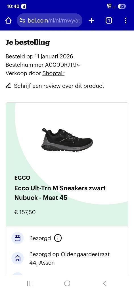 ECCO heren schoenen " nieuw " maat 45, Ophalen, Onbekend, Zwart, Nieuw