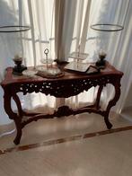 Side tabel met marmer, 100 tot 150 cm, Ophalen of Verzenden, Kersenhout, 25 tot 50 cm